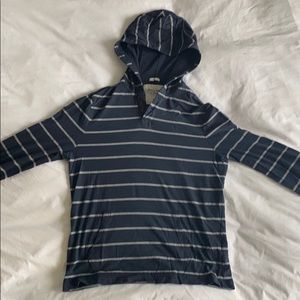 Blue and grey stripped sweatshirt with hood